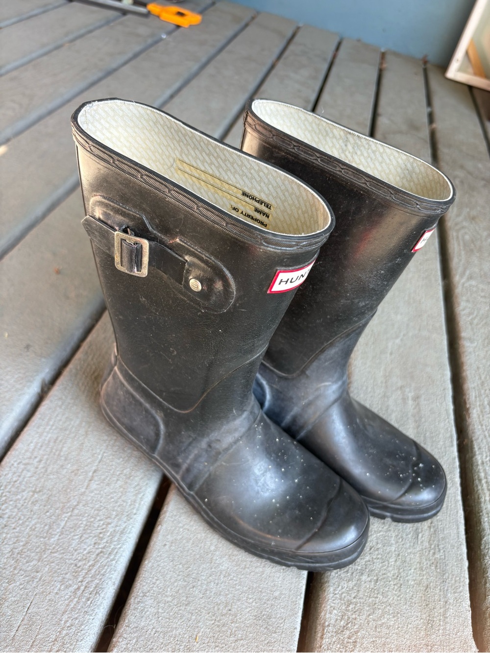 Hunter Black Mid-Calf Women's Rain Boots with Side Buckle